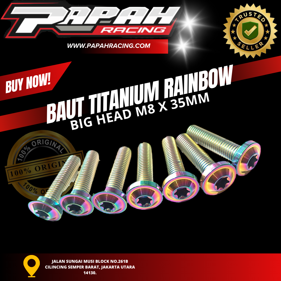 BAUT TITANIUM RAINBOW BIG HEAD M8X35MM